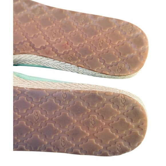 Ugg Slip On Comfort Flat Moccasin Mint Green Leather Espadrille Flats Size 10 - Picture 12 of 12